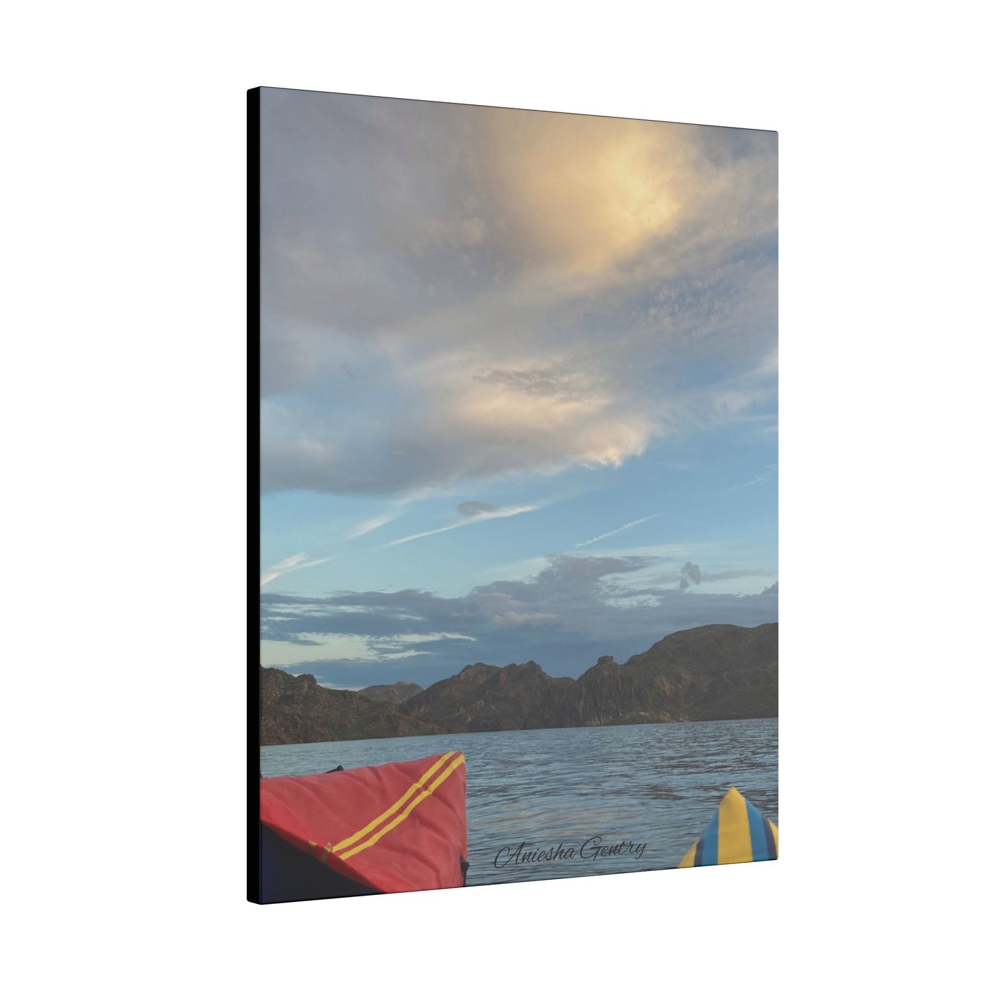 Kayaking on the Lake - Stretched Matte Canvas Wall Art, Wall Decor