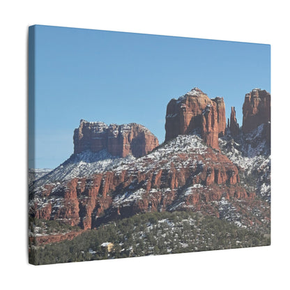 Winter Red Rock Landscape - Stretched Canvas Wall Art, Wall Decor