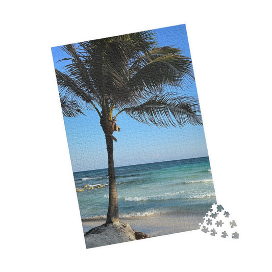 Tropical Vacation Palm Tree Beach Puzzle — Ocean Shore Jigsaw (110–1014 Pieces)