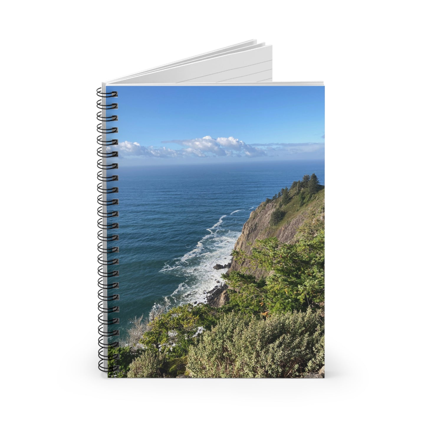Coastal Cliff Spiral Notebook — Scenic Ocean Photo Ruled Journal