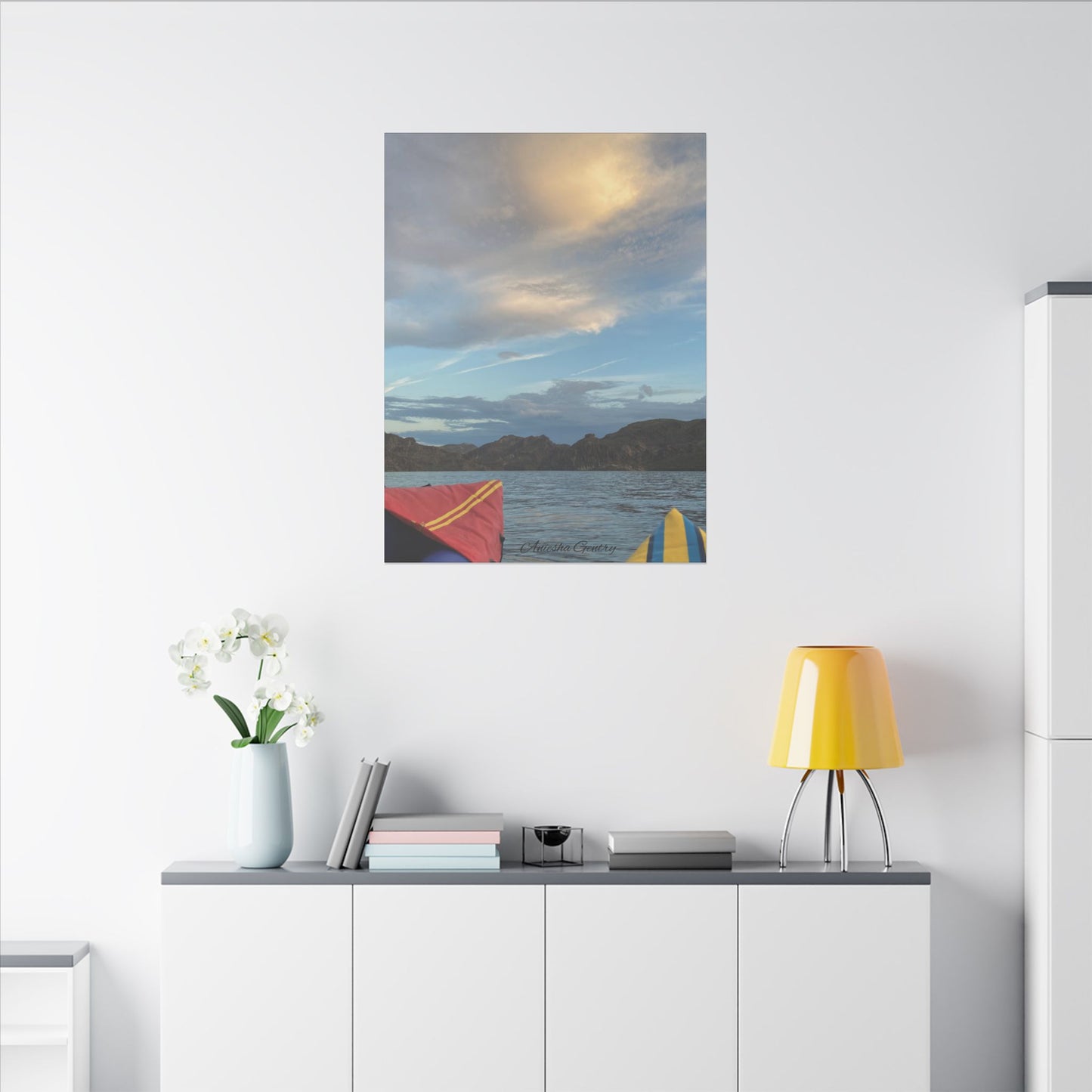 Kayaking on the Lake - Stretched Matte Canvas Wall Art, Wall Decor