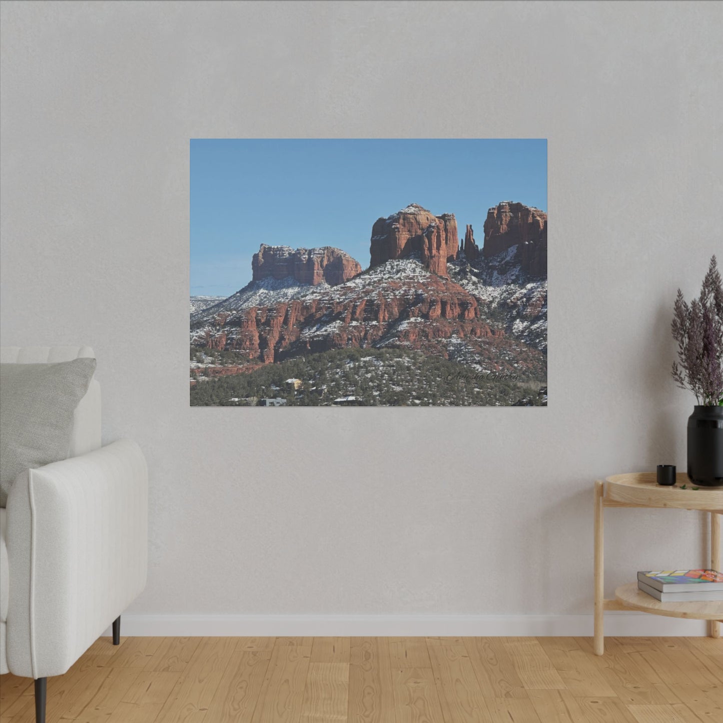 Winter Red Rock Landscape - Stretched Canvas Wall Art, Wall Decor