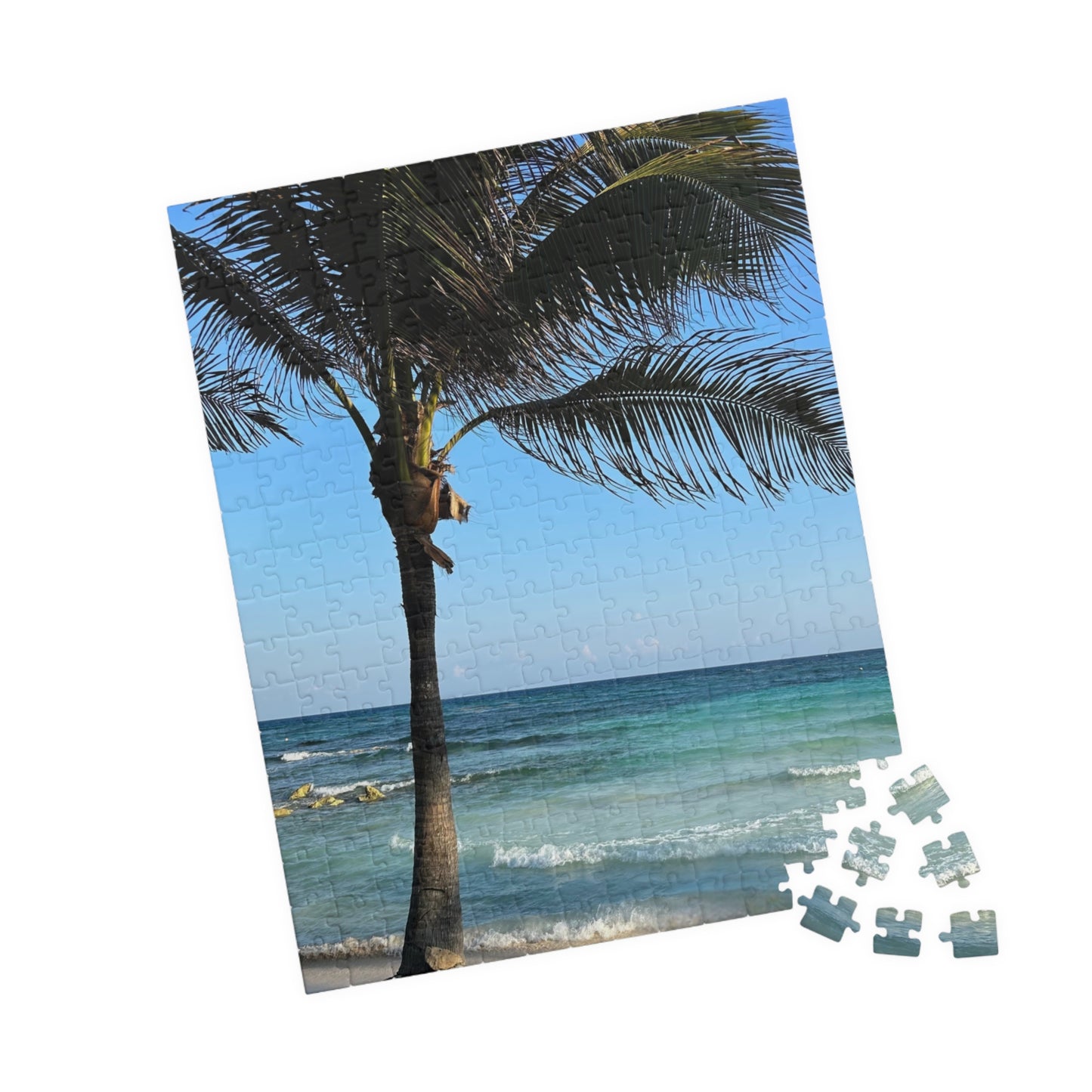 Tropical Vacation Palm Tree Beach Puzzle — Ocean Shore Jigsaw (110–1014 Pieces)