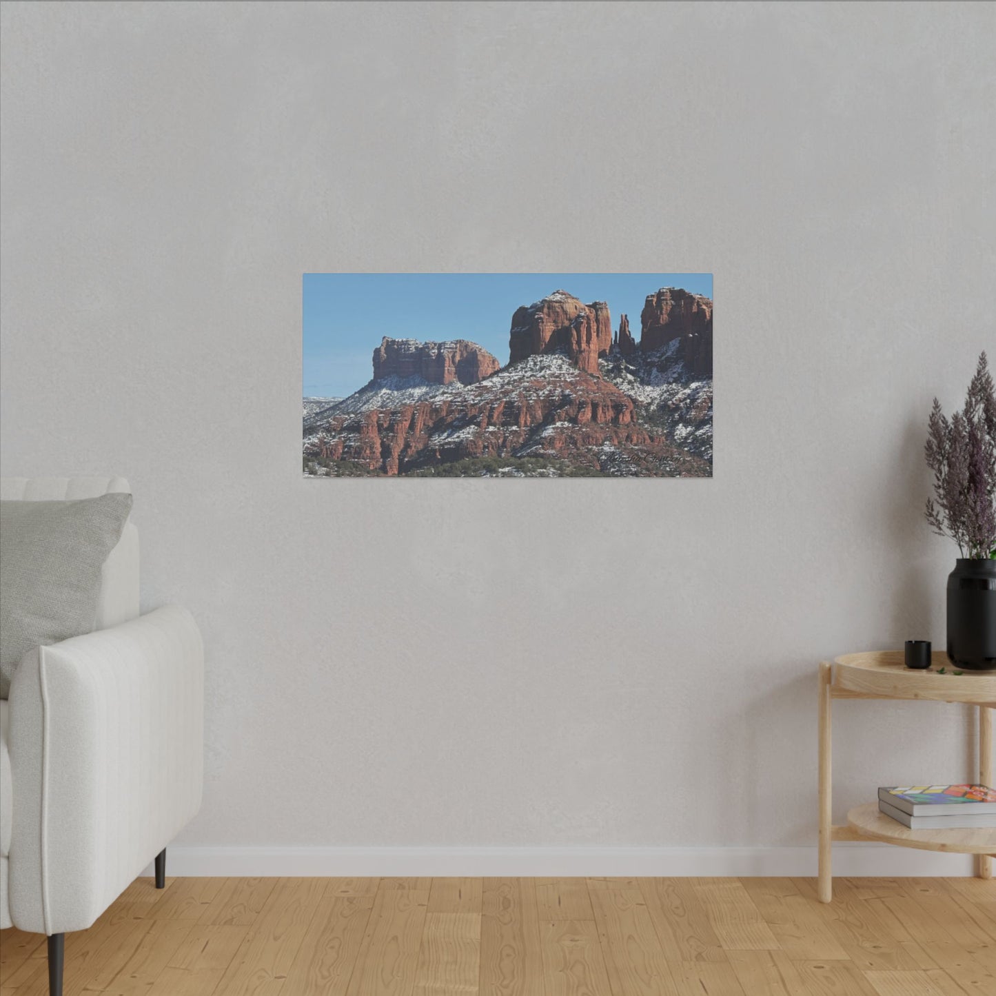 Winter Red Rock Landscape - Stretched Canvas Wall Art, Wall Decor