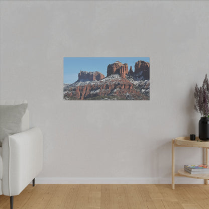 Winter Red Rock Landscape - Stretched Canvas Wall Art, Wall Decor