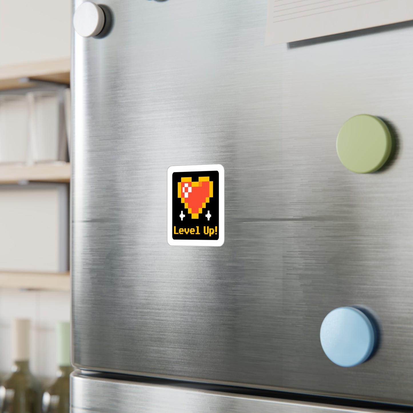 Pixel Heart Level Up Vinyl Decal | Gaming & Motivation Sticker