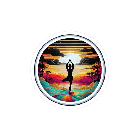 Yoga Sunset Kiss-Cut Vinyl Decal Sticker - Colorful Nature Stickers for Mindfulness & Inspiration Decor