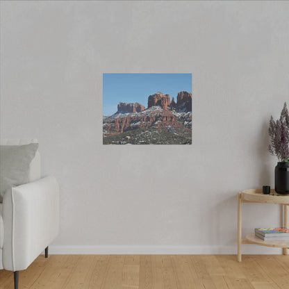 Winter Red Rock Landscape - Stretched Canvas Wall Art, Wall Decor