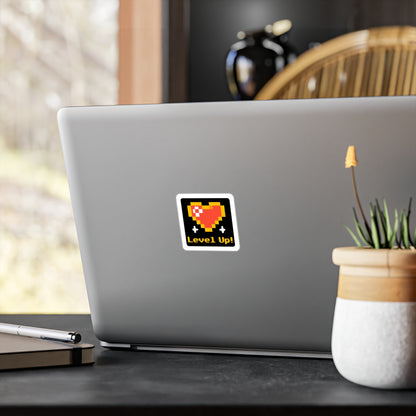 Pixel Heart Level Up Vinyl Decal | Gaming & Motivation Sticker