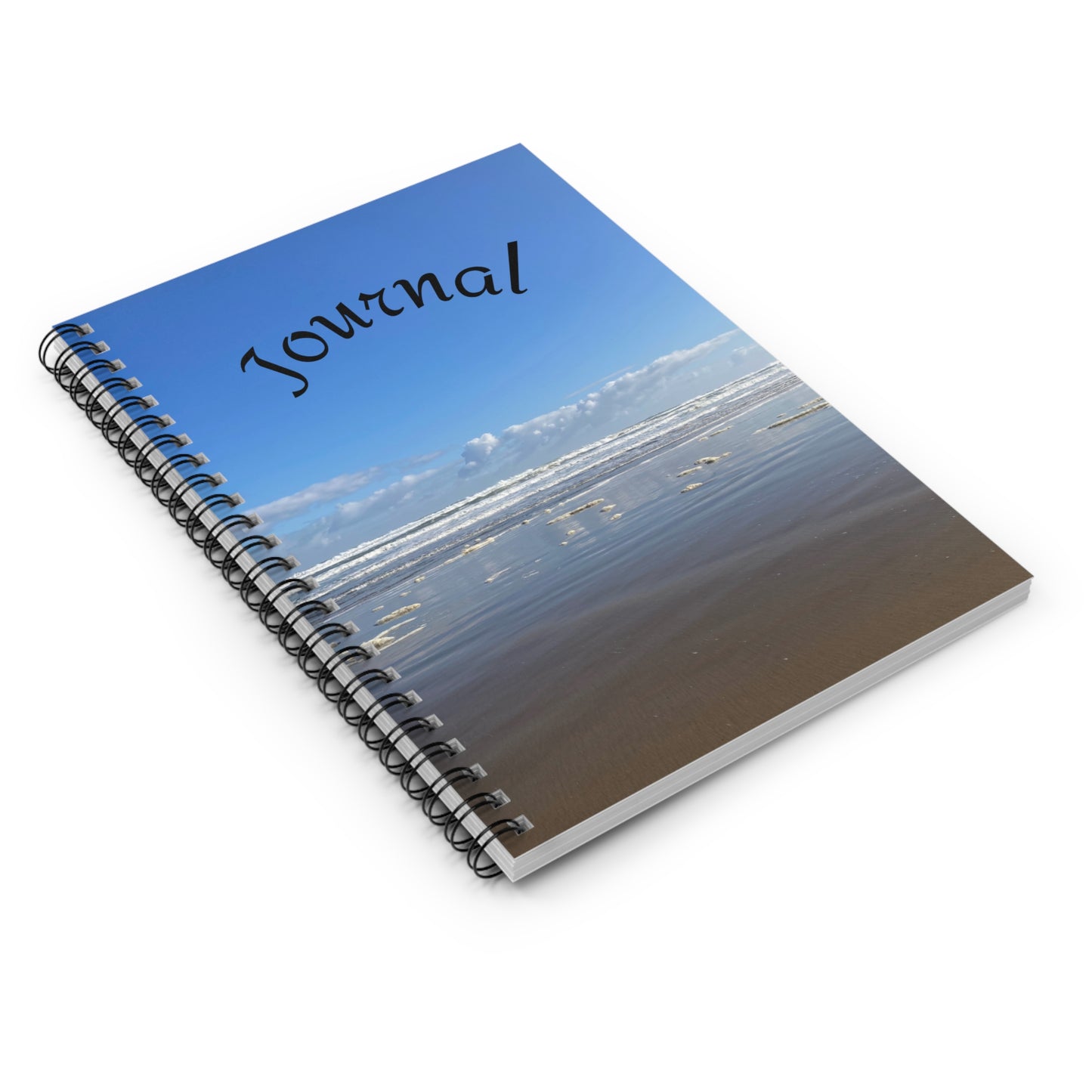 Coastal Serenity Beach Shore Spiral Notebook — Ruled Journal with Ocean Photo Cover